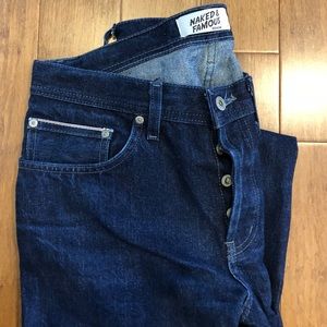 Men’s Naked and Famous Selvedge Denim Jeans.